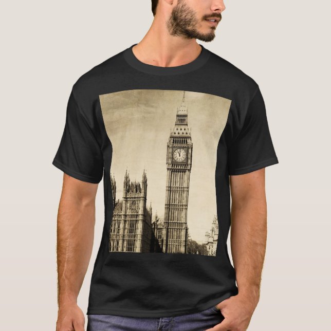 London Big Ben: Vintage Sicht T-Shirt (Vorderseite)