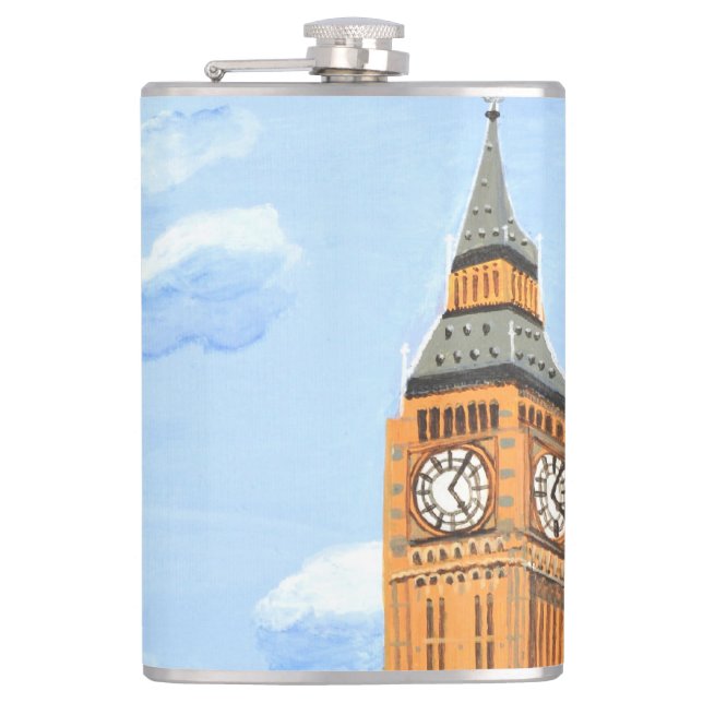 London Big Ben Vinyl Wrapped Flask Flachmann (Vorderseite)