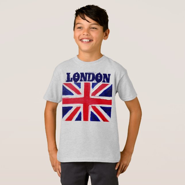 London Black Modern Boys England Großbritannien T-Shirt (Vorne ganz)