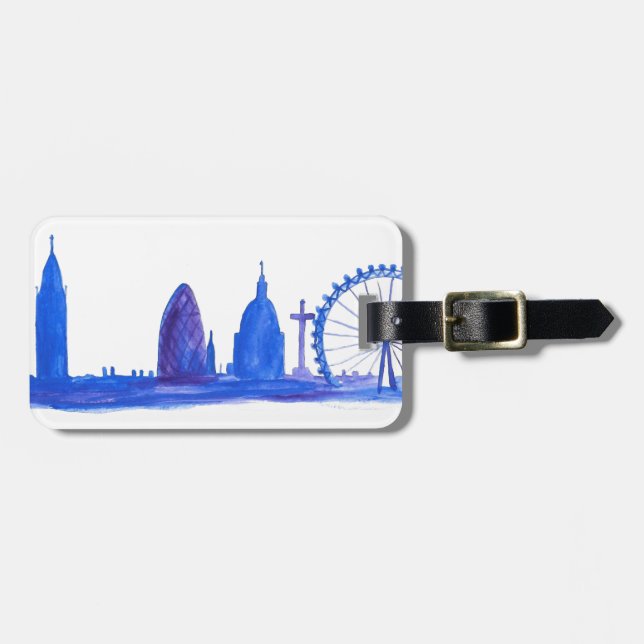 London Blau Gepäckanhänger (Vorderseite horizontal)