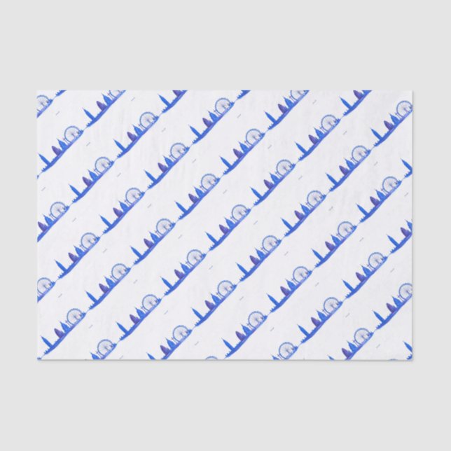 London Blue England Musterskyline Cool Trendy Seidenpapier (Vorderseite)