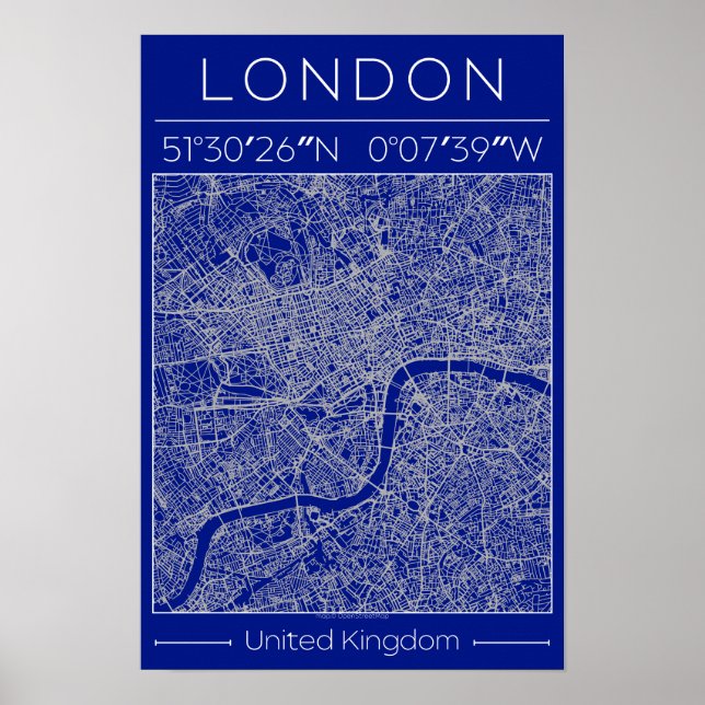London Blueprint City Map Poster Minimal UK (Vorne)
