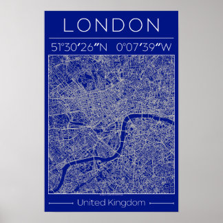 London Blueprint Stadtplan Poster Minimal UK
