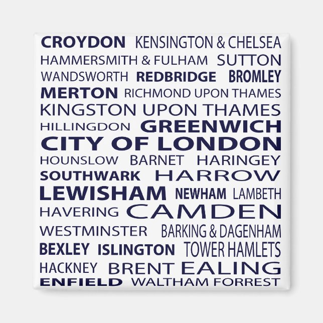 London Boroughs Magnet (weiß) (Vorne)