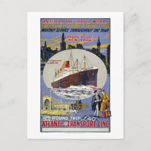 London-Boulogne New York Vintage Travel Poster Postkarte