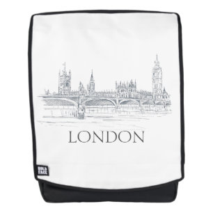 London Bridge Big Ben Pen und Ink Sketch Rucksack