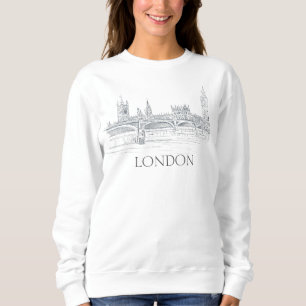London Bridge Big Ben Skyline Pen und Ink Sketch Sweatshirt