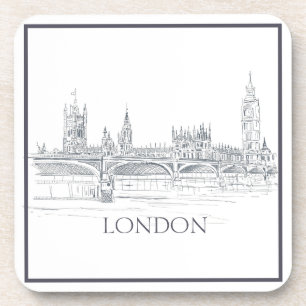 London Bridge Big Ben und Iconic Skyline Sketch Be Getränkeuntersetzer