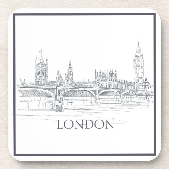 London Bridge Big Ben und Iconic Skyline Sketch Be Getränkeuntersetzer (Vorderseite)