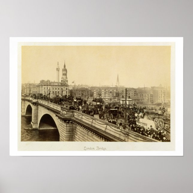 London Bridge, c.1880 (sepia Foto) Poster (Vorne)