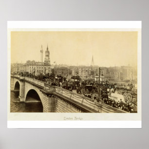 London Bridge, c.1880 (sepia photo) Poster