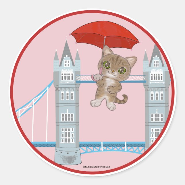 London Bridge Cat Runder Aufkleber (Vorderseite)