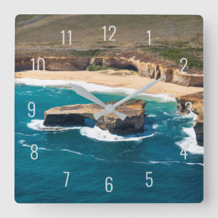 London Bridge Great Ocean Road Air Quadratische Wanduhr