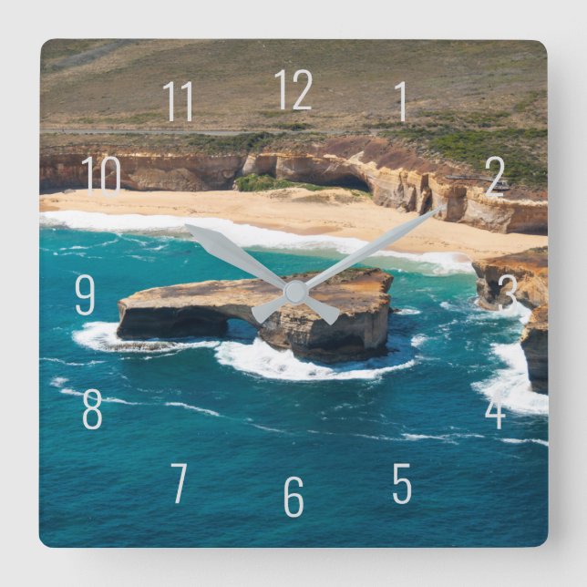London Bridge Great Ocean Road Air Quadratische Wanduhr (Vorderseite)