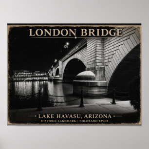 London Bridge Schwarz & Weiß Nacht Poster