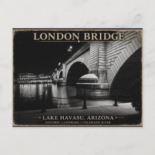 London Bridge Schwarz & Weiß Nacht Postkarte
