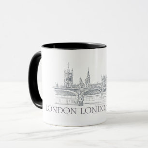 London Bridge und Big Ben Iconic Skyline Sketch Tasse