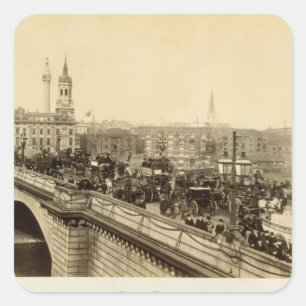 London-Brücke, c.1880 (Sepia-Foto) Quadratischer Aufkleber