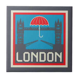 London-Brücke mit Regenschirm Fliese