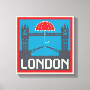London-Brücke mit Regenschirm Leinwanddruck