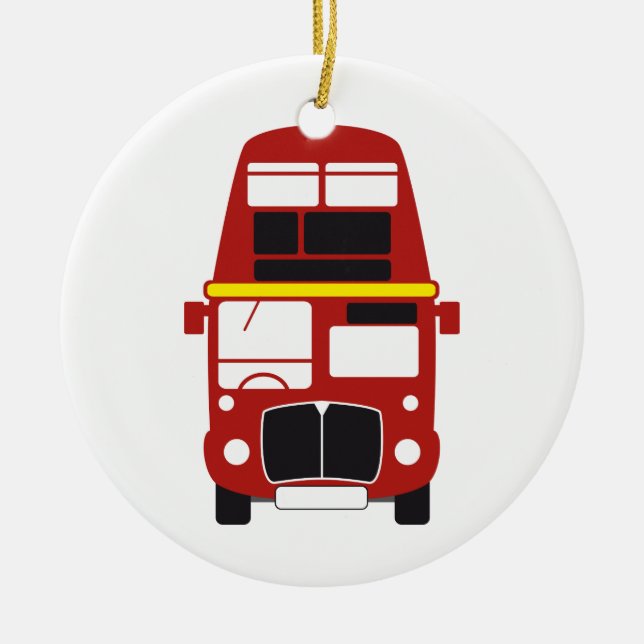 London-Bus-Doppeldecker-Weihnachtsbaumverzierung Keramikornament (Vorne)