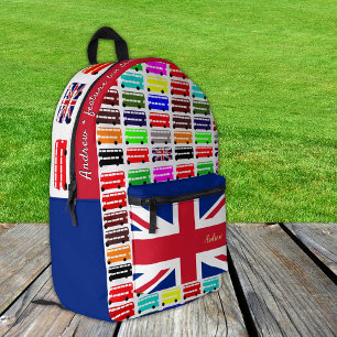 London, Bus, farbenfrohe Schultasche, Britische Fl Bedruckter Rucksack