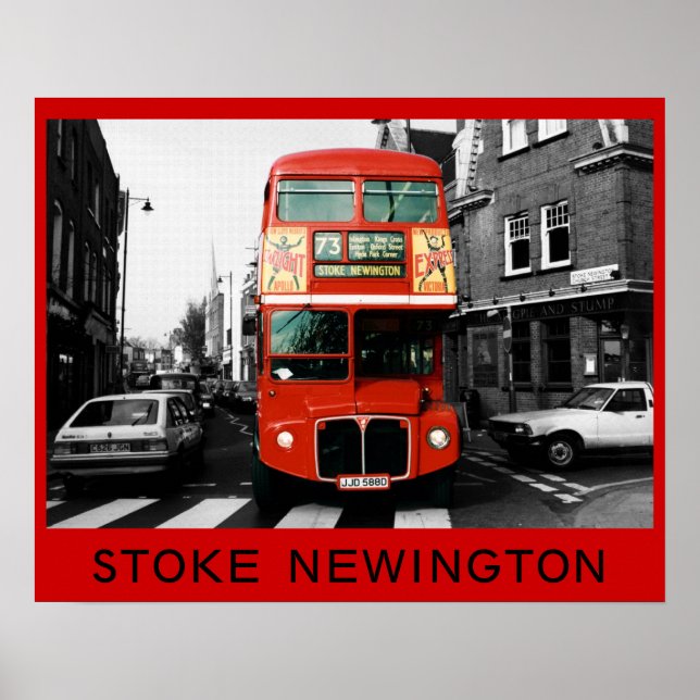 London Bus in Stoke Newington Poster (Vorne)