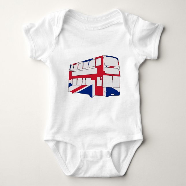 London-Bus mit Gewerkschafts-Jackt-shirts und Baby Strampler (Vorderseite)