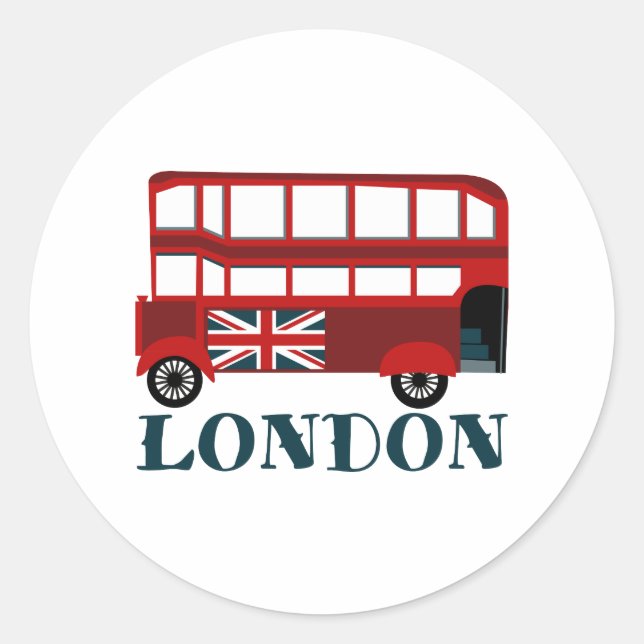 London Bus Runder Aufkleber (Vorderseite)