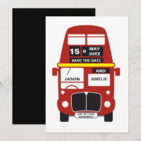 London Bus Save the Date Black