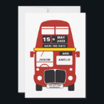 London Bus Save the Date Karte personalisiert<br><div class="desc">Personalisierte rote Londoner Buskarte Save the Date. Eine tolle Möglichkeit,  Ihre Hochzeit anzukündigen! Weitere Optionen unter: http://www.zazzle.co.uk/designbyredline</div>
