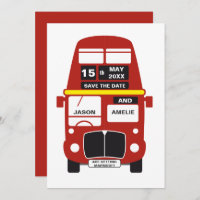 London Bus Save the Date Karte RED
