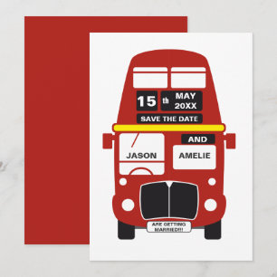 London Bus Save the Date Karte RED