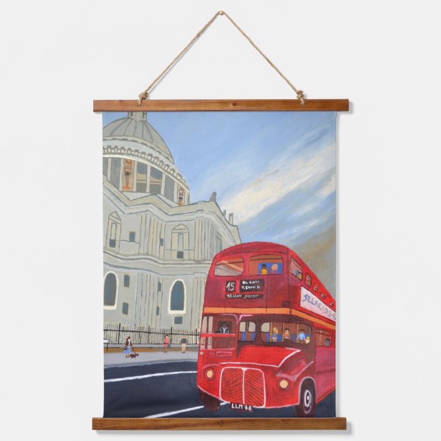 London Bus Tapestry Wandteppich Mit Holzrahmen (Vorderseite)