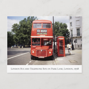 London Bus & Telefone Box Central London 1998 Postkarte