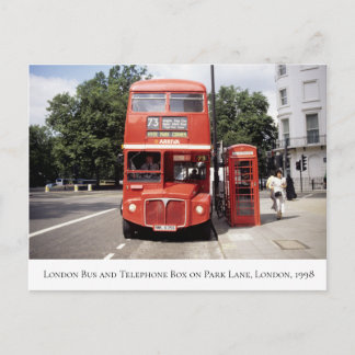London Bus & Telefone Box Central London 1998 Postkarte