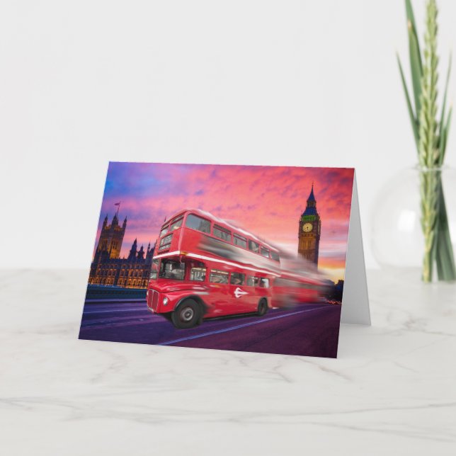 London-Bus und Big Ben Karte (Vorderseite)