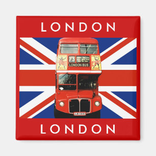 London Bus und Britische Flagge Magnet