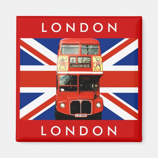 London Bus und Britische Flagge Magnet (Vorne)