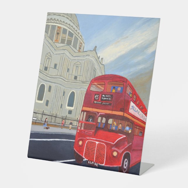 London Bus und St. Paul's Cathedral Stand Pedestal Sockelschild (Vorderseite)
