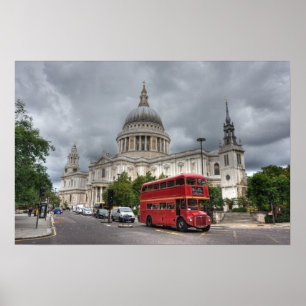 London Bus und St Pauls Kathedrale England Poster