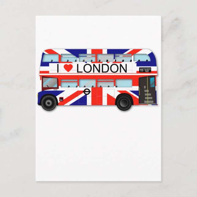 London Bus Union Jack Postkarte (Vorderseite)