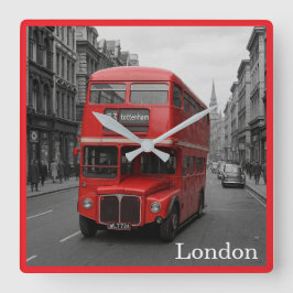 London-Bus-Wanduhr Quadratische Wanduhr