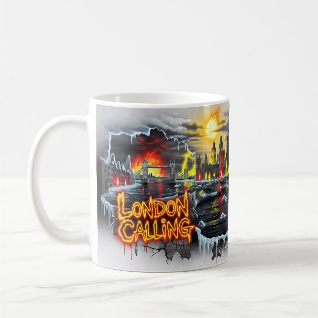 London Calling Feuer Eis Chaos Apokalypse Tasse (Links)