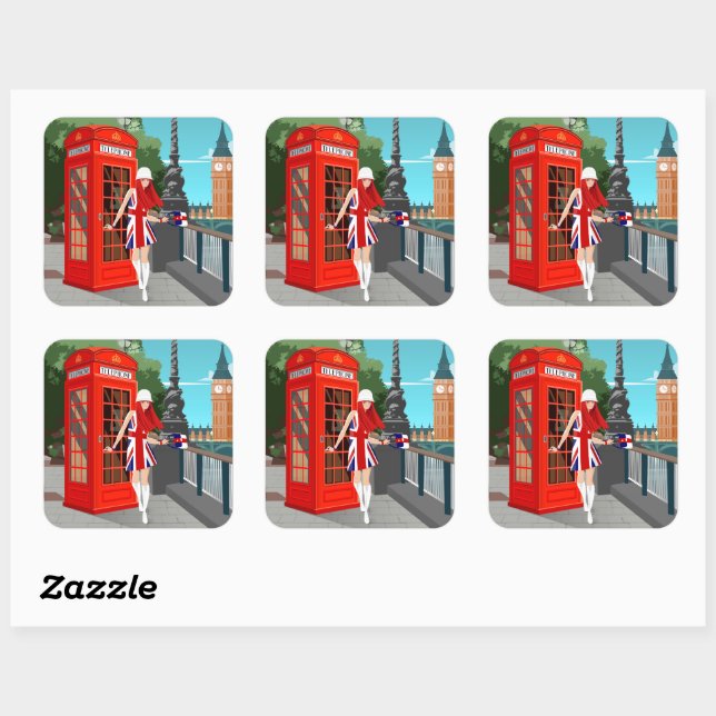 London Calling Quadratischer Aufkleber (Blatt)