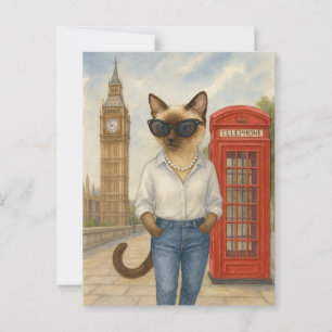 London Cat geht zu Fuß in London Big Ben Postkarte