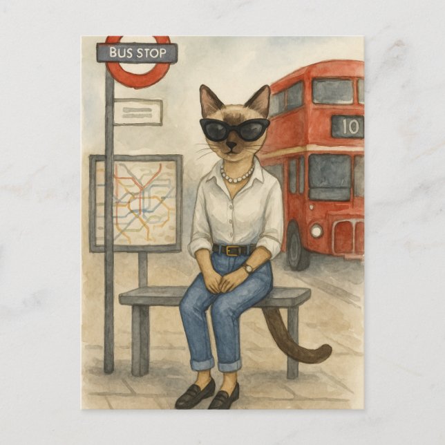 London Cat ist der Doppeldecker-Bus in London gewa Postkarte (Vorderseite)