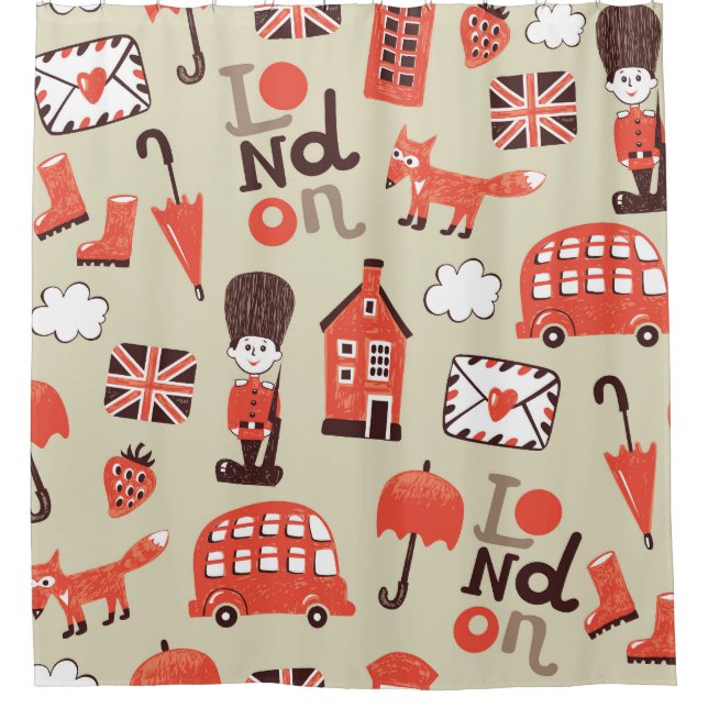 London Childish: Funny Pattern Design Duschvorhang (Vorderseite)