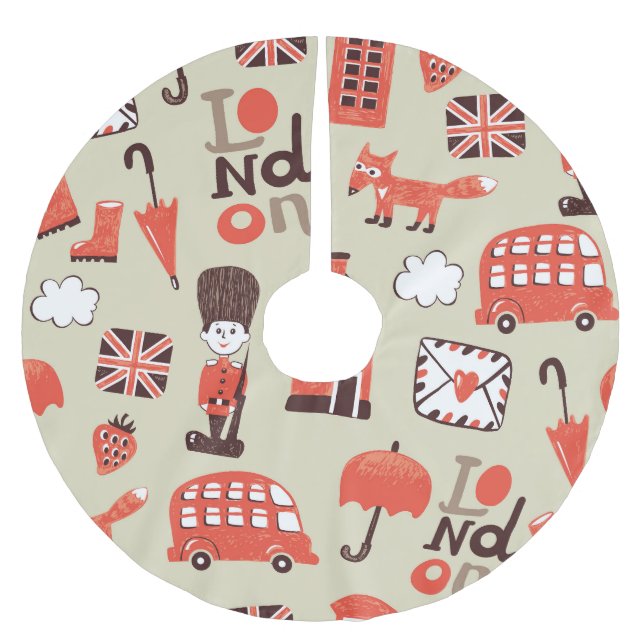 London Childish: Funny Pattern Design Polyester Weihnachtsbaumdecke (Vorderseite)