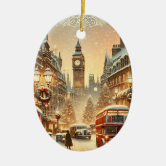 London Christmas Card – London Festive Scene Keramik Ornament